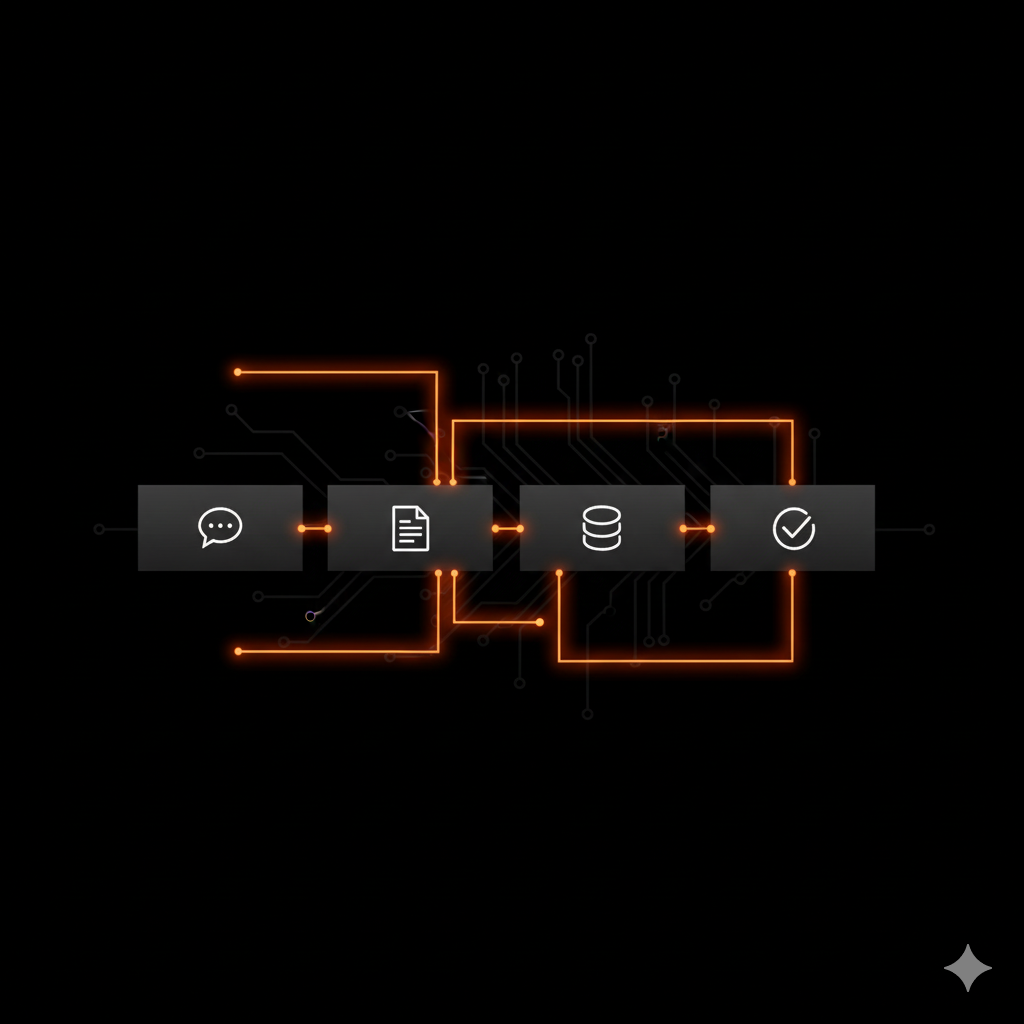 Illustration of a workflow built using n8n nodes